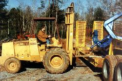 Moving the completed fork assembly into place